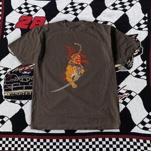 Brown And Orange Tiger Graphic Tee